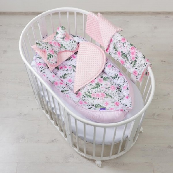 5 delni XXL bombažni komplet In Garden Pink Minky